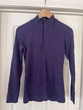 Smartwool Merino Wool Base Layer 1/4 Zip Purple Heather Wool Pullover small